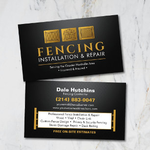 Fencing Installation Repair Services Business Card