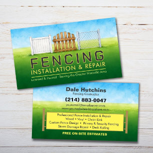 Fencing Installation Repair Services Business Card