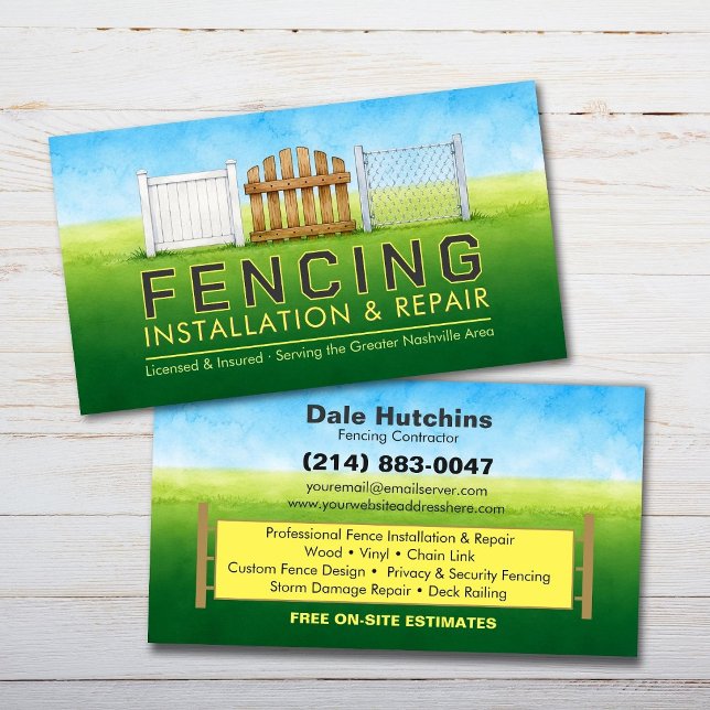 Fencing Installation Repair Services Business Card (Creator Uploaded)