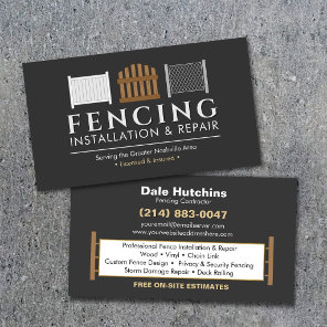 Fencing Installation Repair Services Business Card