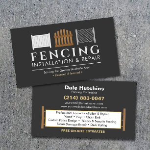 Fencing Installation Repair Services Business Card