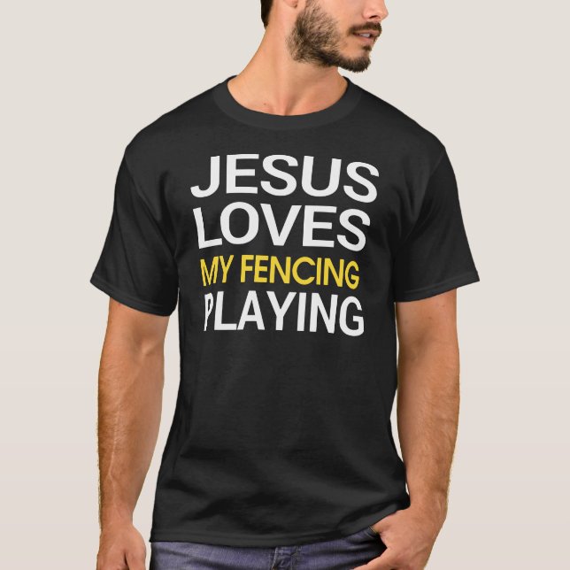 Fencing Jesus Christian T-Shirt (Front)