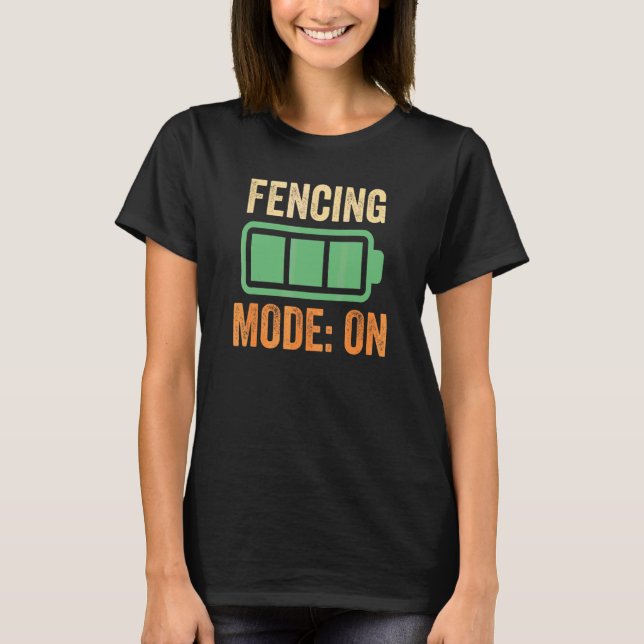 Fencing Mode On Battery Design T-Shirt (Front)