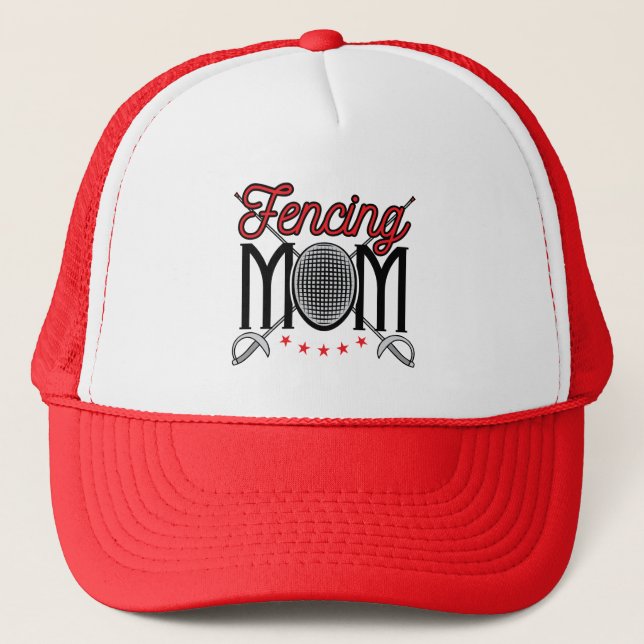 Fencing Mom Mother of Fencer Trucker Hat (Front)