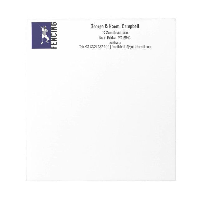 Fencing Notepad (Front)
