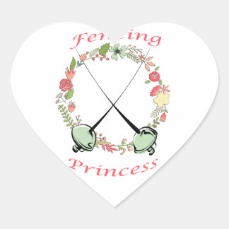 Fencing Princess Floral Foils Heart Sticker