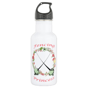 Fencing Princess Floral Foils Water Bottle