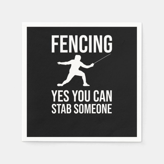 Fencing Sabre Foil Sword Fencer Napkins (Front)