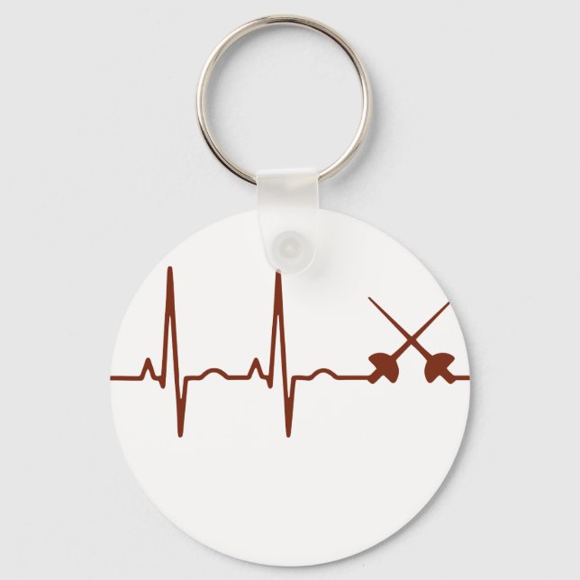 Fencing Sabre Shirt - Saber Style Fencing Heartbea Keychain (Front)