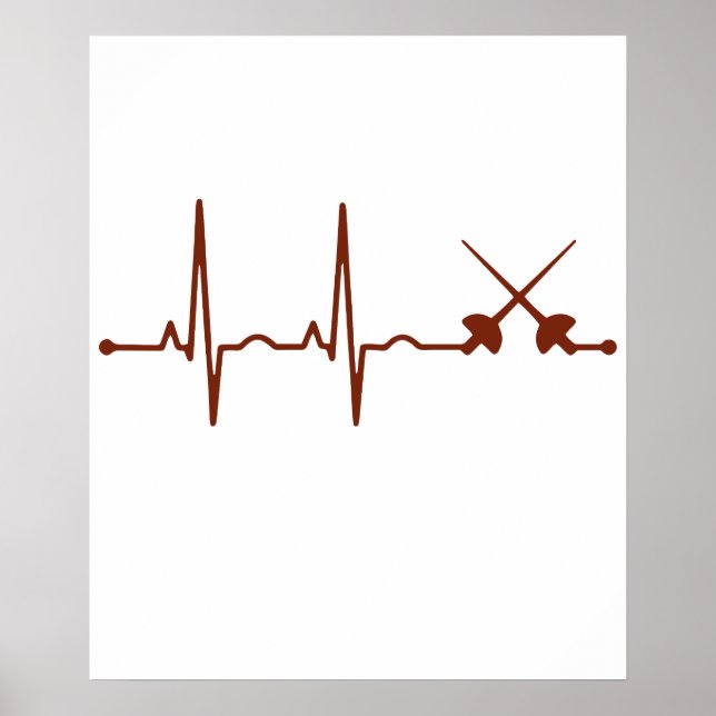 Fencing Sabre Shirt - Saber Style Fencing Heartbea Poster (Front)