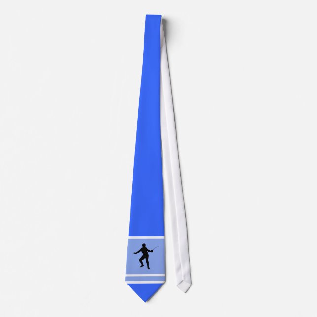 Fencing Silhouette; blue Neck Tie (Front)