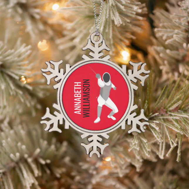 Fencing Snowflake Pewter Christmas Ornament | Zazzle