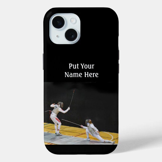 Fencing Sport of 2 duelers in action Personalize Case-Mate iPhone Case (Back)