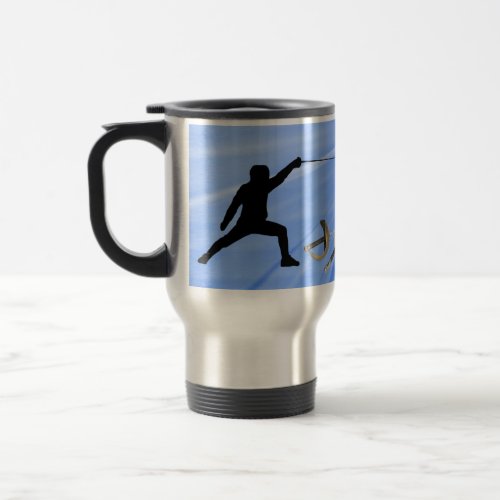 Fencing Sport silhouette foils Personalize Travel Mug