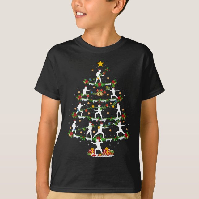 Fencing Sports Lover Xmas Lighting Fencing Christm T-Shirt (Front)