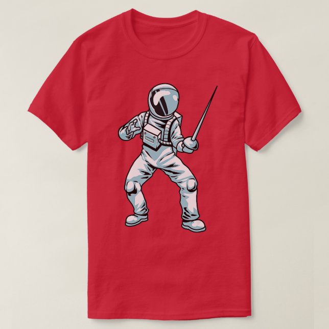 Fencing Sports Sword  Astronaut Fencer Fighting Fe T-Shirt (Design Front)