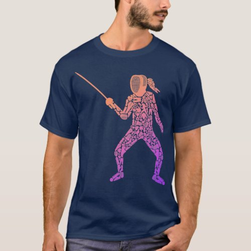Fencing Symbols Girls Fencing Sports Epee Fencer  T_Shirt