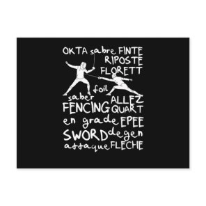 Fencing terms training fencer team foil postcard