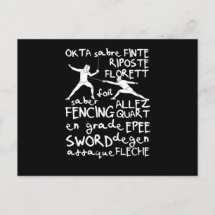 Fencing terms training fencer team foil postcard