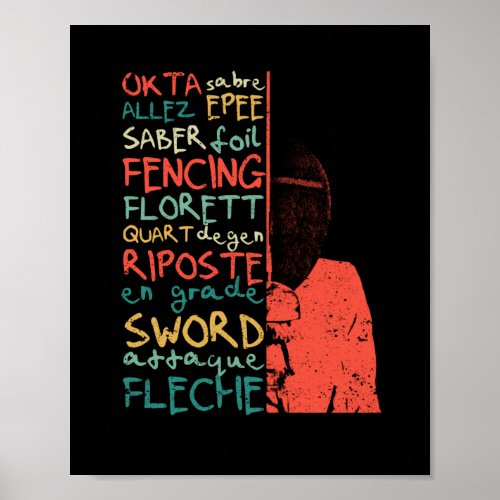 Fencing terms training fencer team foil poster