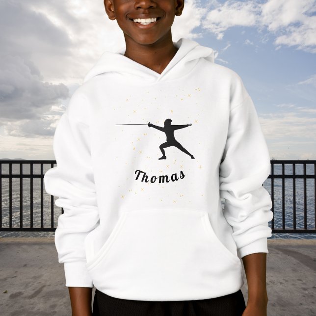 Fencing Theme Fencer Custom Name Personalized Kids Hoodie (Creator Uploaded)