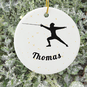 Fencing Theme Fencer Fence Custom Name Ceramic Ornament