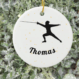 Fencing Theme Fencer Fence Custom Name Ceramic Ornament
