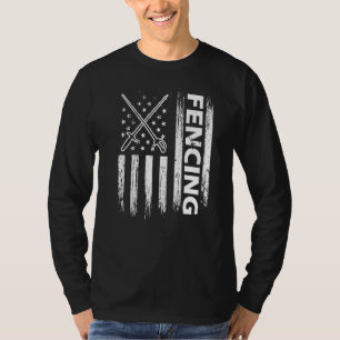 Fencing Us American Flag Fencer Saber Rapier Duel  T-Shirt