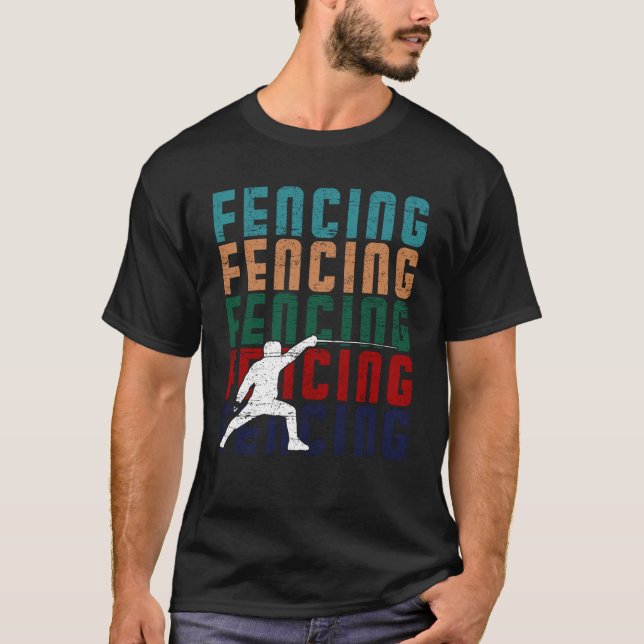 Fencing Vintage Retro Design Fencer T-Shirt (Front)