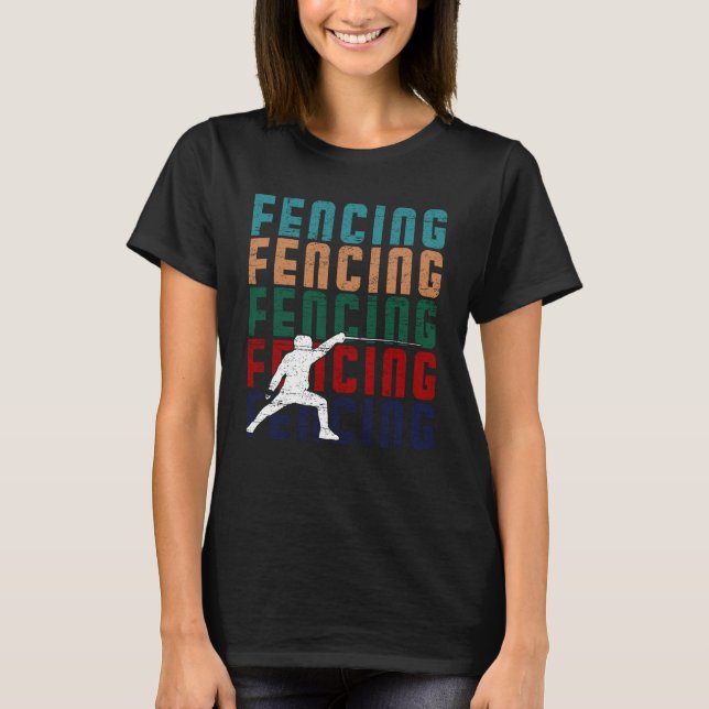 Fencing Vintage Retro Design Fencer T-Shirt (Front)