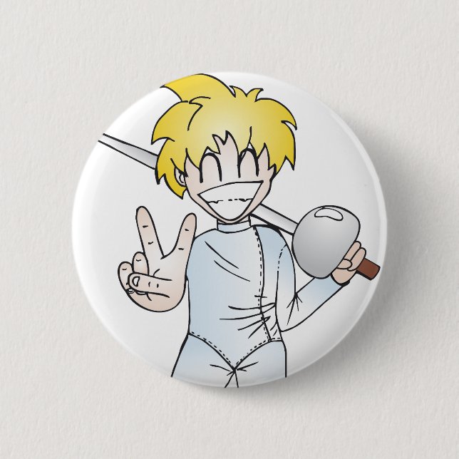 Fencing with Smile Pinback Button (Front)