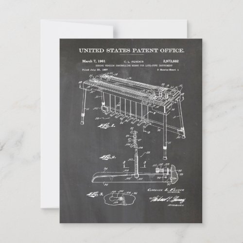 Fender Steel Guitar Patent_ Cute Guitar Lover Gift Invitation