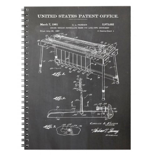 Fender Steel Guitar Patent_ Cute Guitar Lover Gift Notebook