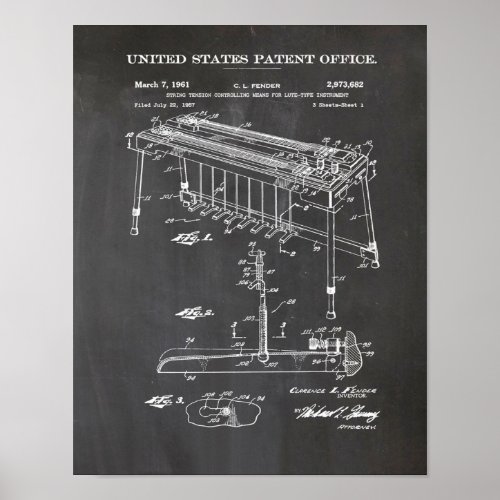 Fender Steel Guitar Patent_ Cute Guitar Lover Gift Poster