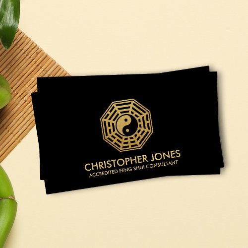 Feng Shui Bagua map black and gold Business Card