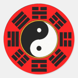 Feng Shui Bagua Trigram Yin Yang Classic Round Sticker