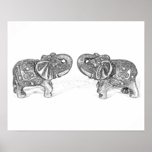 Feng Shui Double Elephant - B&W Poster (Front)