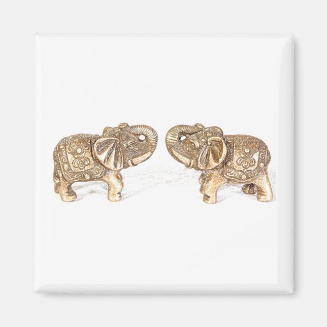 Feng Shui Double Elephant Magnet (Front)