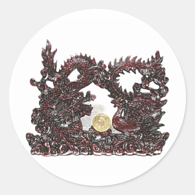 Feng Shui Dragon & Phoenix Classic Round Sticker (Front)