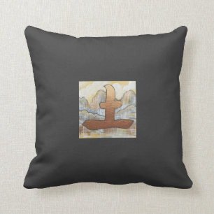 Feng Shui earth symbol oriental design charcoal Throw Pillow