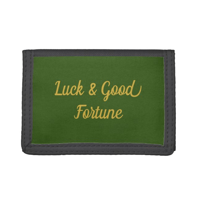 Feng Shui "Good Fortune" Black & Green  Trifold Wallet (Front)
