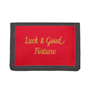 Feng Shui "Good Fortune" Black & Red Tri-fold Wallet