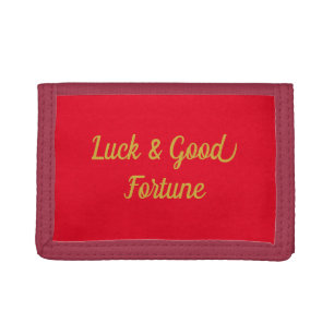 Feng Shui "Good Fortune" Red Tri-fold Wallet
