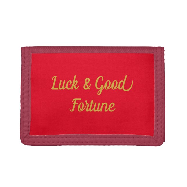 Feng Shui "Good Fortune" Red Trifold Wallet (Front)