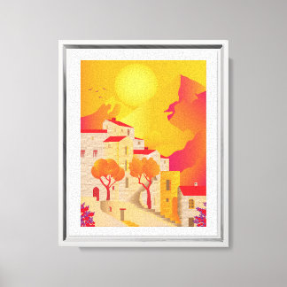 Feng Shui Mediterranean Sunset Home Art Canvas Print