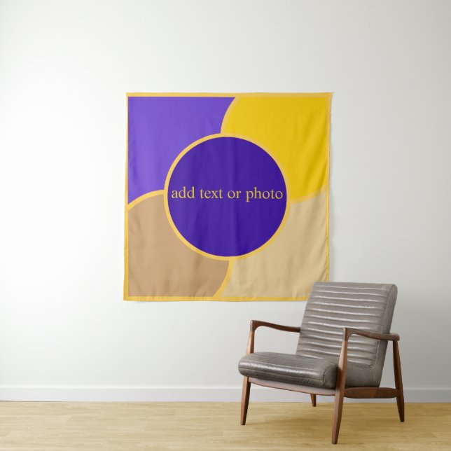 Feng Shui Northwest Purple, Yellow and Beige Tapestry (In Situ)