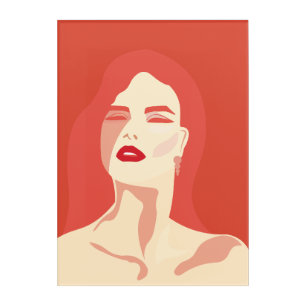 Feng Shui Passionate Woman in Red – Pastel Art