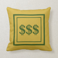 Feng Shui Prosperity Gold & Green Throw Pillow