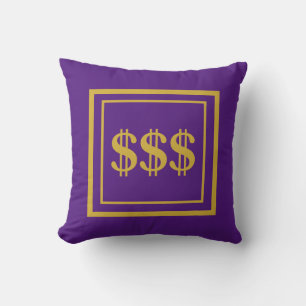 Feng Shui Prosperity Purple & Gold Throw Pillow