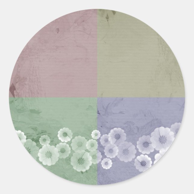 Feng Shui  Style with Flowers Classic Round Sticker (Front)